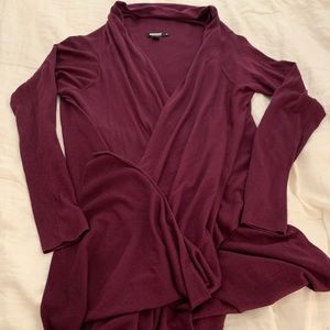 DKNY Wrap Sweater in Wine color